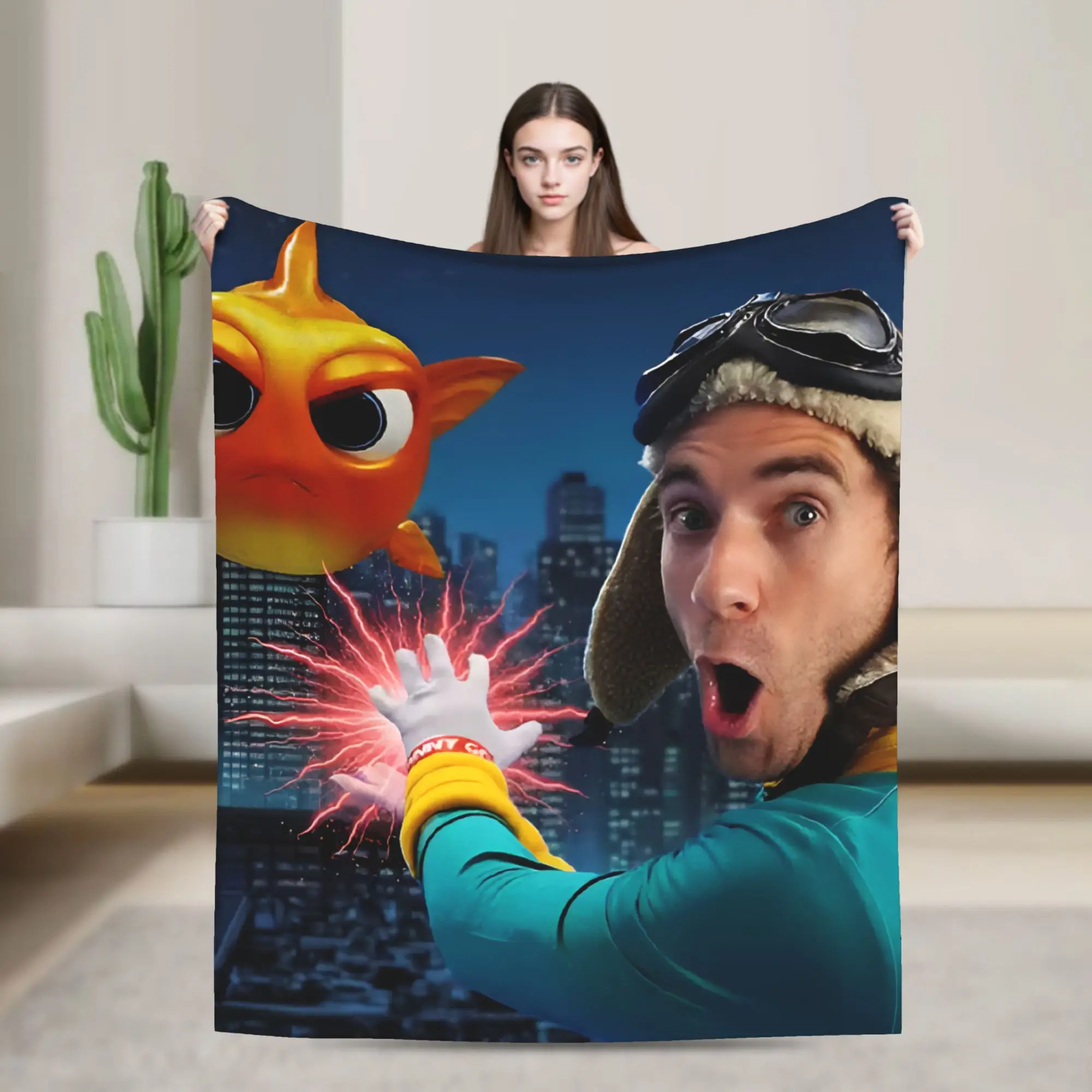 

Danny Go Cartoon Flannel Blanket Soft Warm Throw Blanket for Bedroom Camping Funny Bedspread Sofa Bed Cover