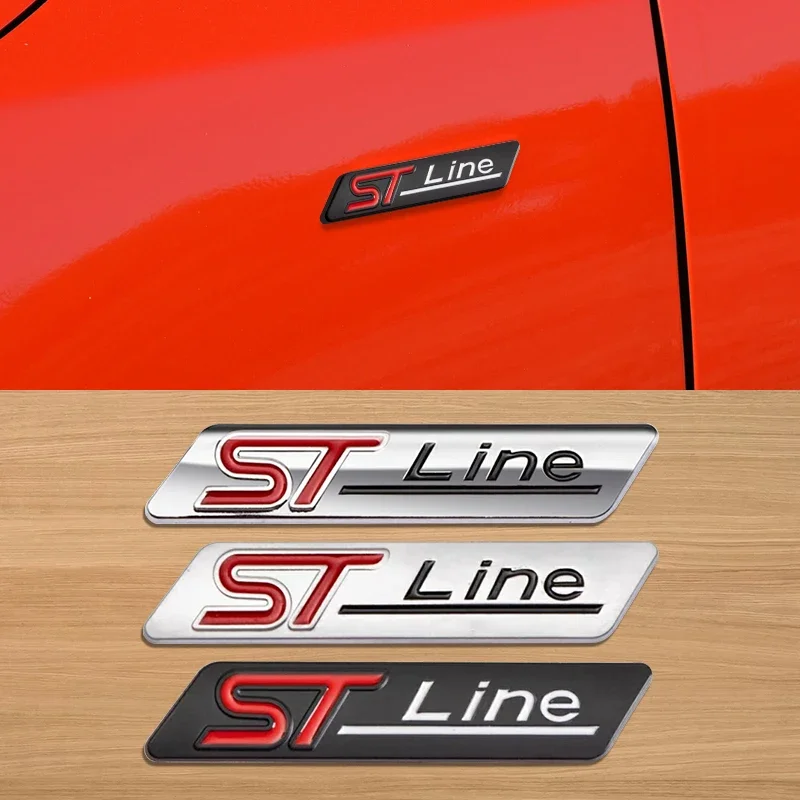 1pcs 3D Metal STLine ST line logo Rear Car Emblem Badge Chrome Sticker decoration Auto accessories Styling