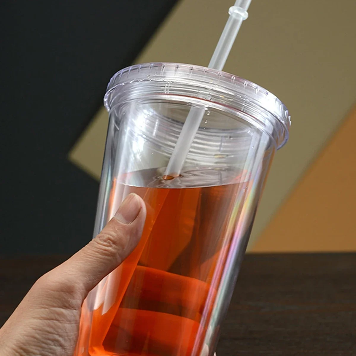 

450 мл многоразовая двухслойная пластиковая прозрачная чашка для питья, бутылка для воды с крышкой, соломенная чашка, уличная кружка для напитков, чая, молока, инструменты