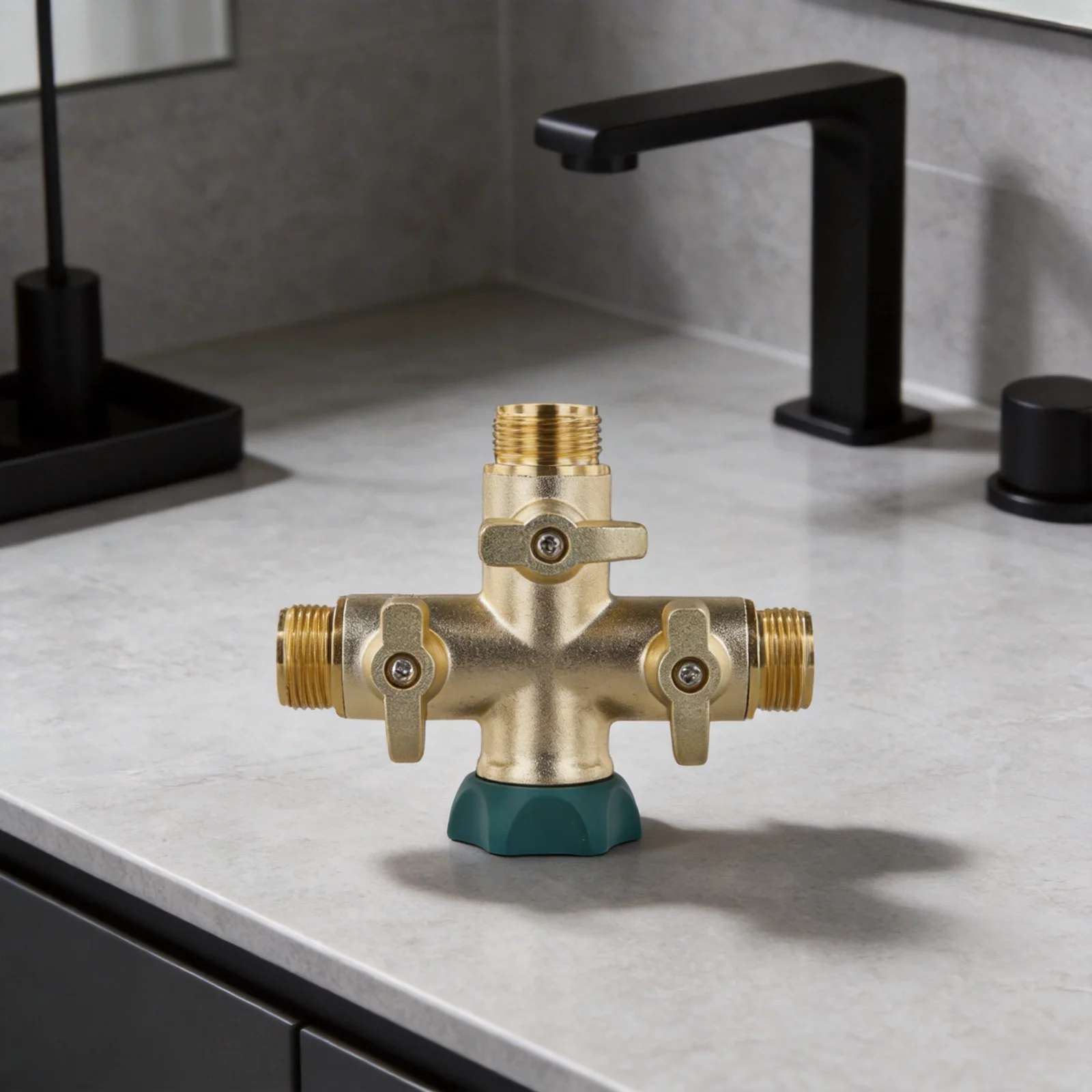 3-Way Brass Garden Hose Splitter with Individual Flow Control Valves for Standard 3/4 Inch Faucets and Hoses 3-Way