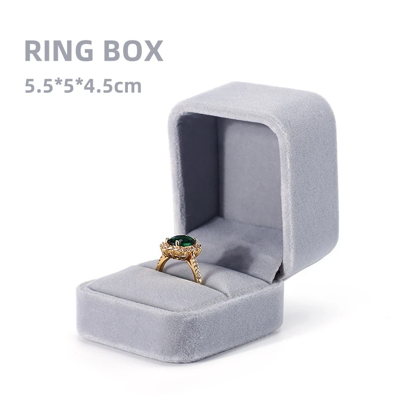 Zarte graue Samt-Serie Schmuckschatulle, Ringbox, Armband, Armreif, Halter, Anhänger, Halskette, Aufbewahrung, Organizer, Schmuck-Geschenkbox – Detail 10