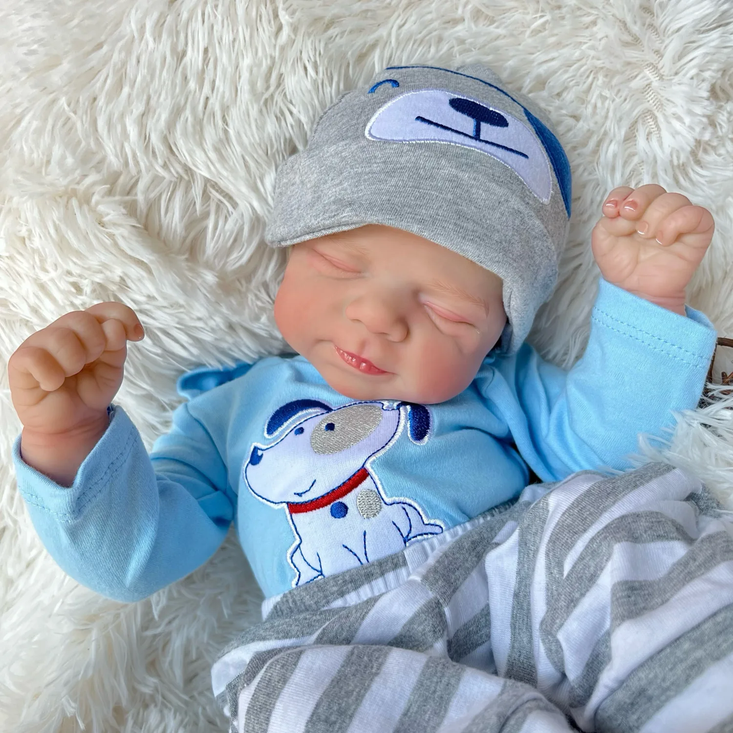 

BZDOLL 48CM 19inch Real Look Asleep Cloth Body Reborn Baby Doll Toy with Cloth Body 3D Skin Doll Realistic Fashion Birthday Gift