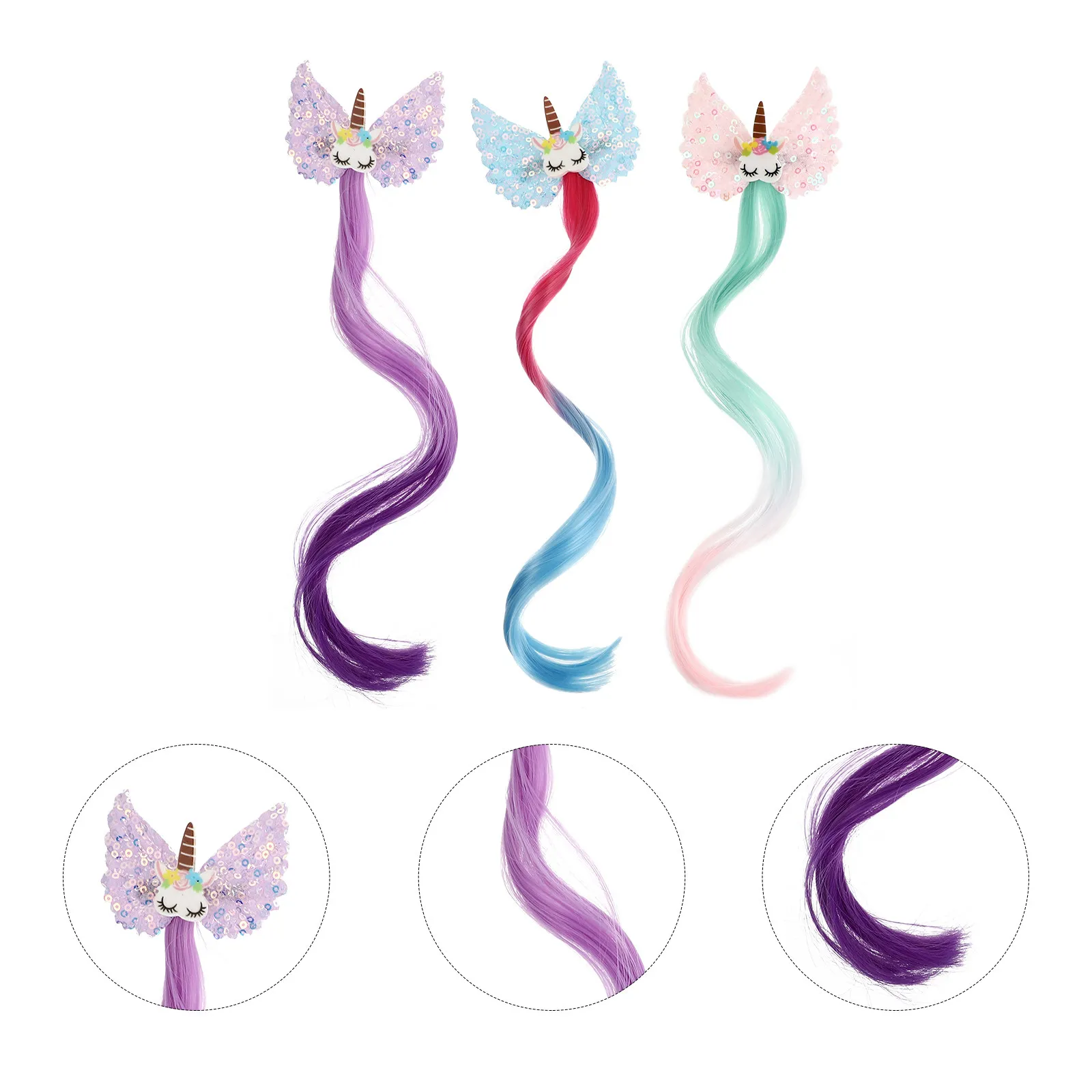 

3 шт. детские заколки для волос с градиентом, парики для вечеринок, косплея, карнавала, Рождества, маскарада, разноцветные заколки, аксессуары для волос