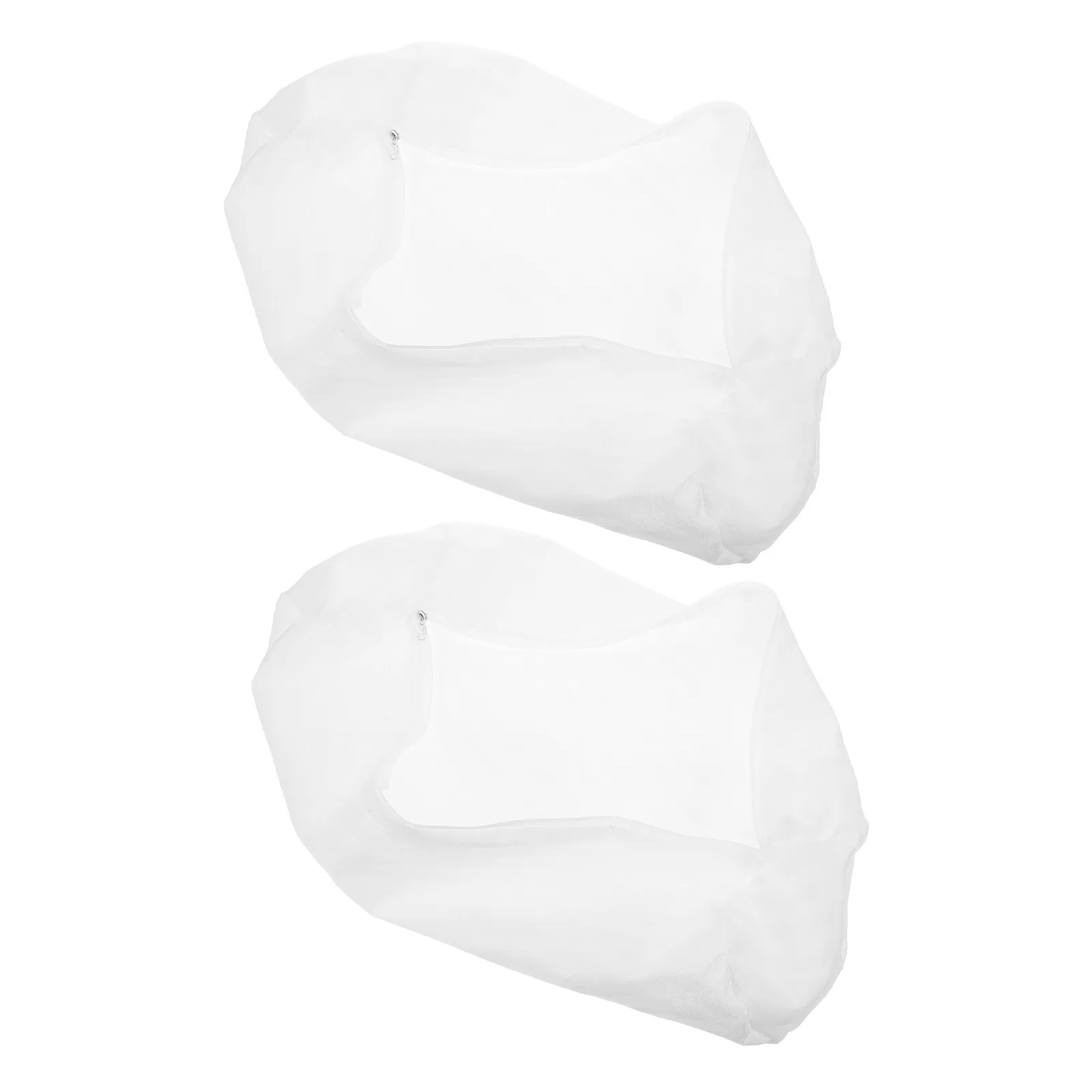 2Pcs White Cylinder Bolster Pillowcase Zippered Neck Roll Pillow Cover Round Throw Pillow Case Removable 20x6 Inch for Sofa Bed