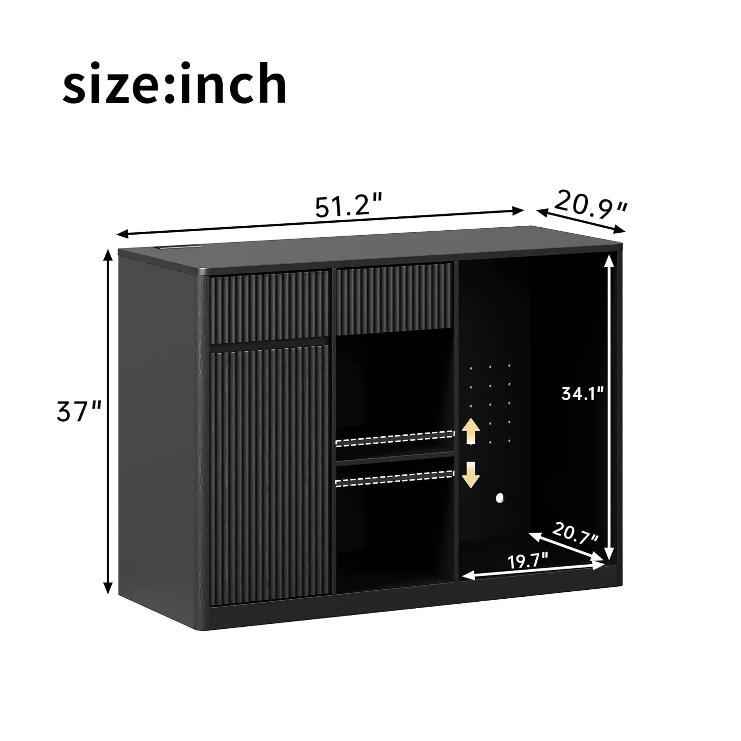 Large Fluted Coffee Bar Cabinet with Fridge Space, 51