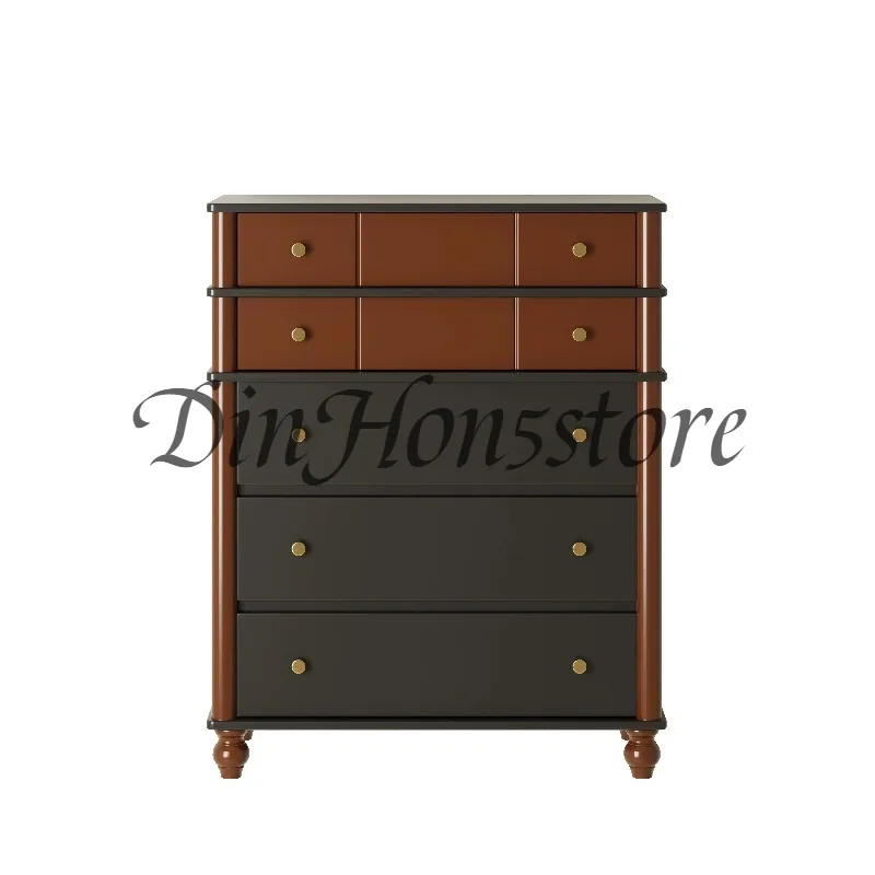Medieval retro seven-chest cabinet American style home locker living room bedroom wall vertical cabinet storage cabinet