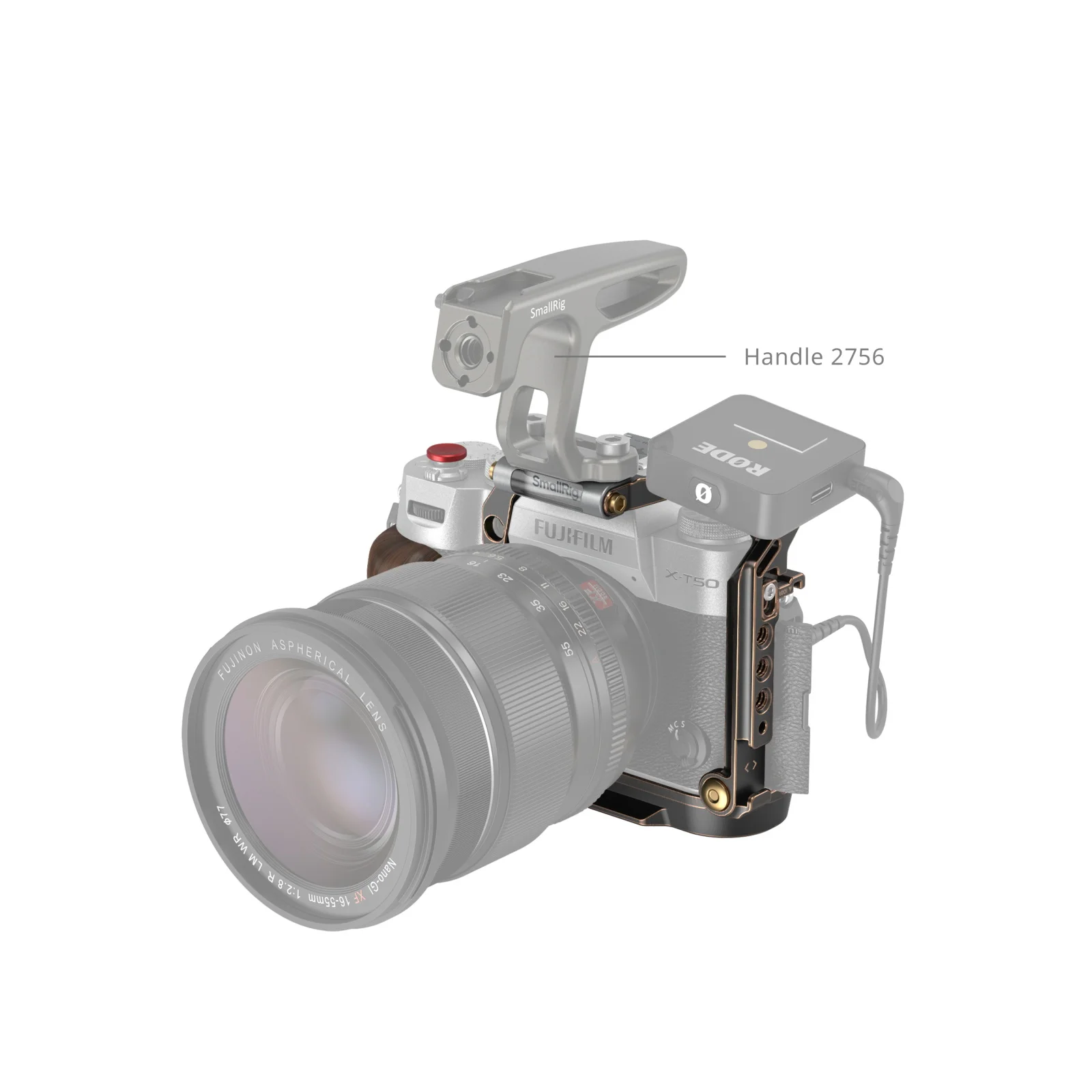 قفص كاميرا صغير قديم مع مقبض خشبي ، إطار من الألومنيوم ، قبضة محسنة ، دعم حماية لـ FUJIFILM