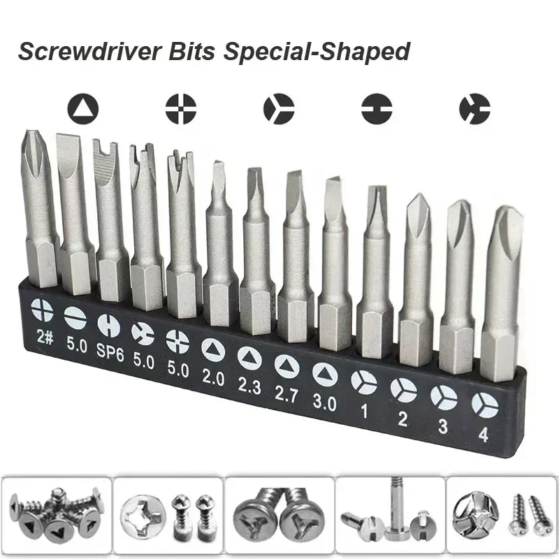 

13/7/5Pcs Special-shaped Screwdriver Bit Set U-shaped Y-Type Triangle Inner Cross Three Points Triangular Screwdriver Bit