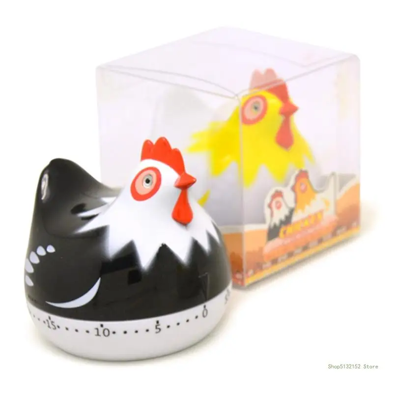 QX2E 55 Minutes Novelty Chicken Kitchen Timer Mechanical Rotating Alarm for Cooking Baking Countdown Clock