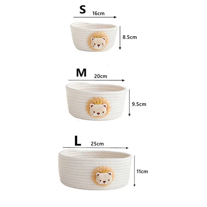 Cotton rope Hand Woven Storage Basket Cartoon Animals Kids Toys Desktop Organizer Sundries Storage Box Laundry Baskets Nordic