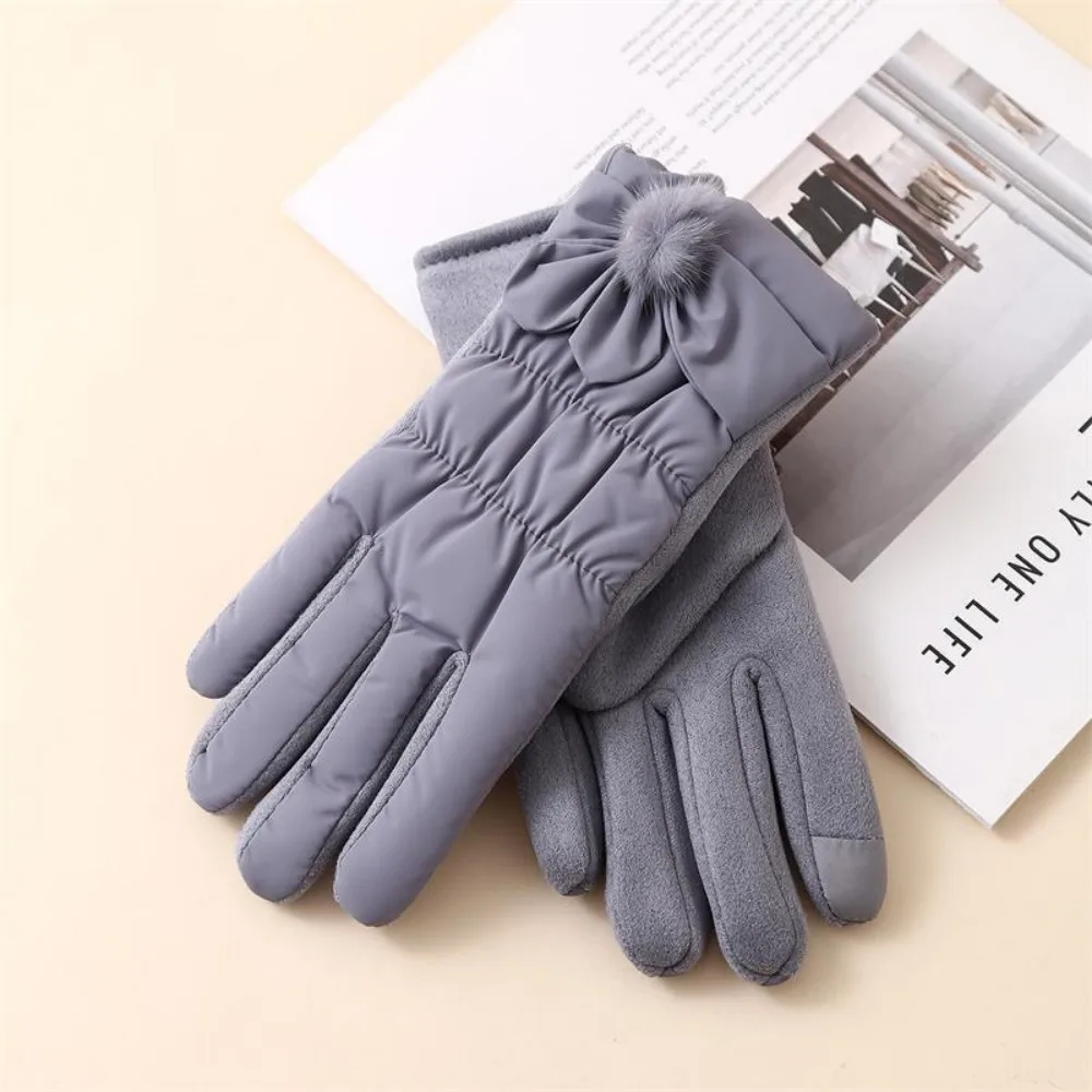 

Winter Thickened Touchscreen Gloves Down Cotton Fleece-Lined Cycling Gloves Windproof Anti-Cold Women Gloves Korean Style
