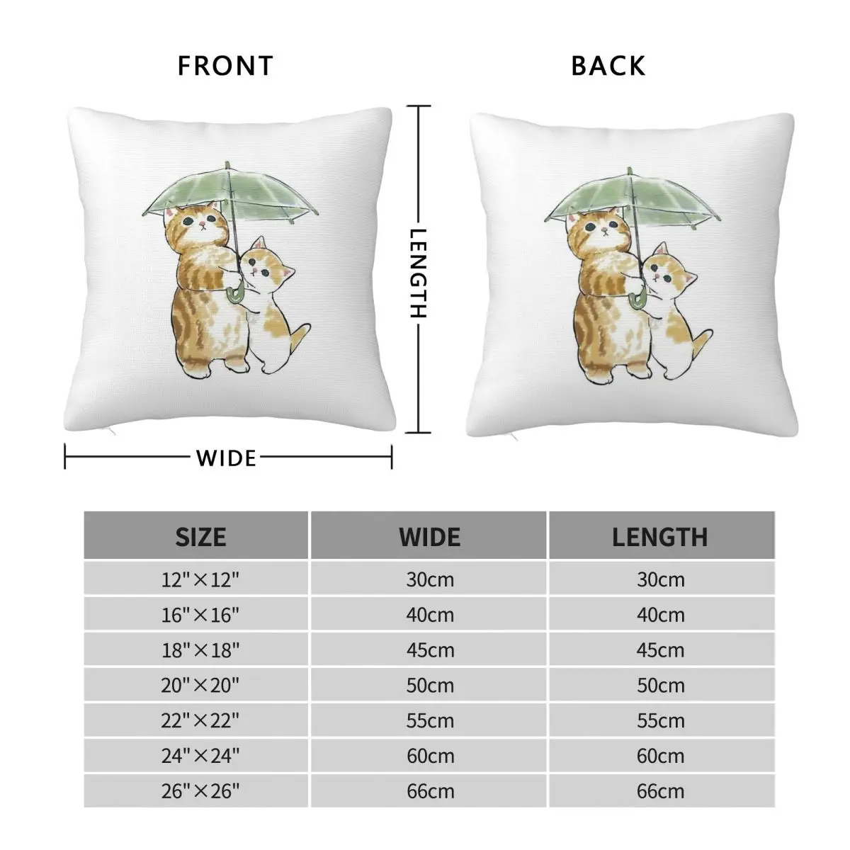 Mofusand Cats With Umbrella Pillowcase Polyester Linen Velvet Creative Zip Decorative Pillow Case Home Cushion Cover