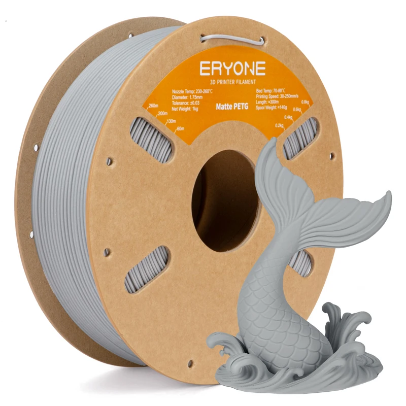 ERYONE 1KG PETG Mattes Filament 1,75mm, 3D-Drucker-Filament mit Matter Oberfläche, Starke Schicht-Haftung, 1kg Spule