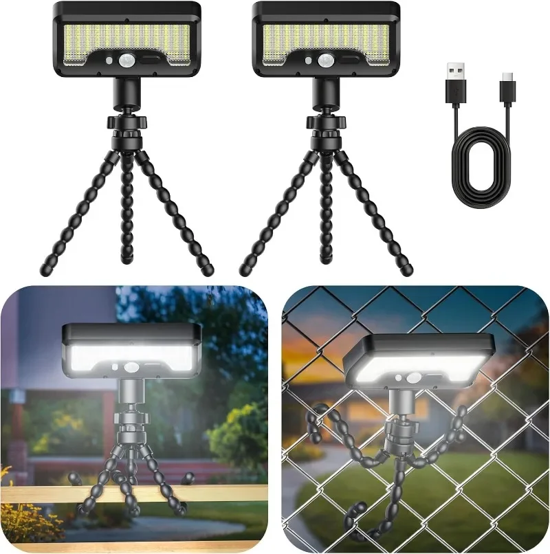 

92LED Solar Motion Sensor Light Octopus Tripod 3 Modes USB Solar Dual Charge IP65 Waterproof Adjustable for Garden Yard Pathway