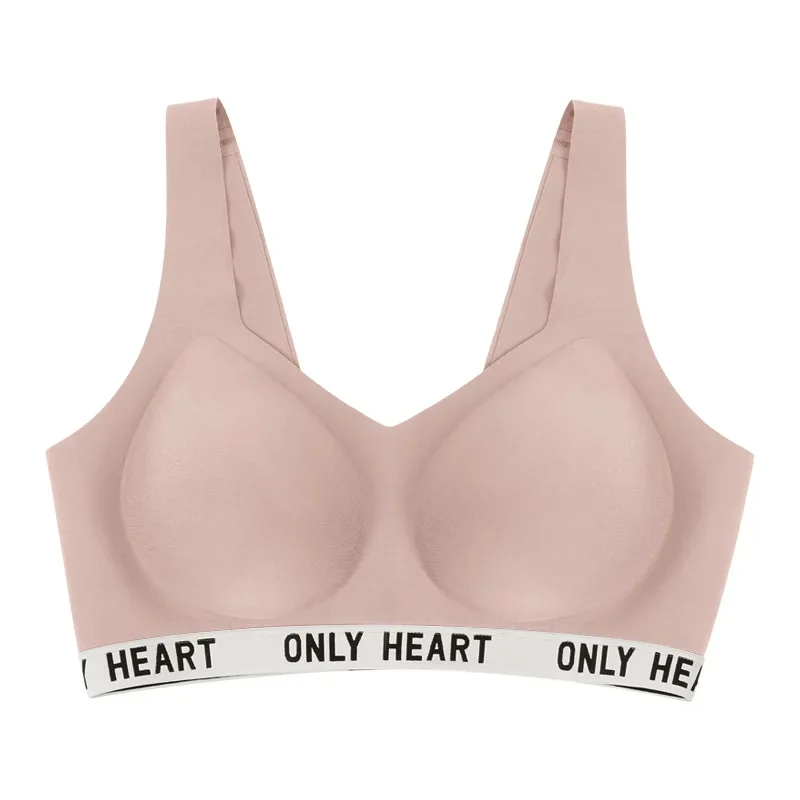 Fashion Contrasting Colors Letter-free Underwear Thin Large Breasts, Small Steel-free Underwear Set Small Breasts Gathered Bras