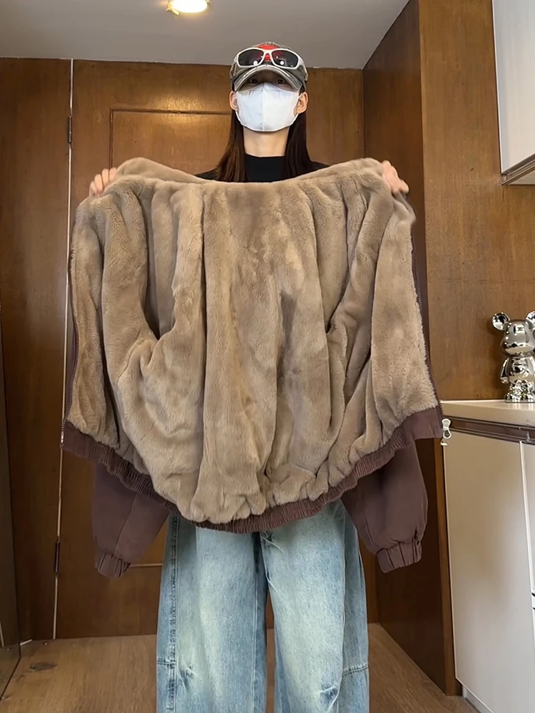 

Retro American Fluffy Jaet Winter Thiened Cotton Coat Men's Women's Hooded Warm Trendy Brand Vintage Loose Fit Casual