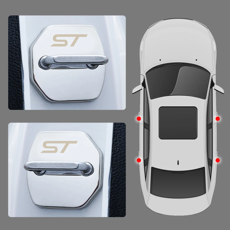 4PCS Car Door Lock cover Protect Buckle Cover Stickers For Ford ST Fiesta Focus Edition Car KUGA Mondeo Ecosport Car Accessories