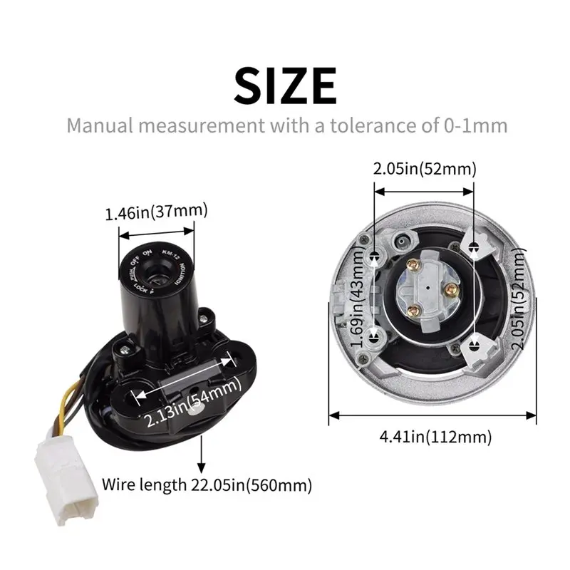 AS57-Fuel Gas Lock Key Set Motorcycle Ignition Switch For Kawasaki Ninja 650 2017-2024 Z650 2017-2024