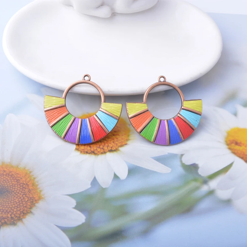 12 Stück/Set Sommerliche, leuchtend bunte Anhänger in Lebensbaum-Form, fächerförmig, fluoreszierende Farben, Schmuckherstellung, Boho-Anhänger, DIY-Ohrringe für Frauen – Detail 12