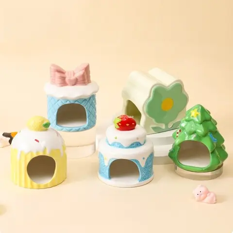 디저트 시리즈 세라믹 햄스터 하우스 작은 동물 케이지 조경 용품 쥐 Accesorios 피그미 마우스 다람쥐 집 슈가글라이더