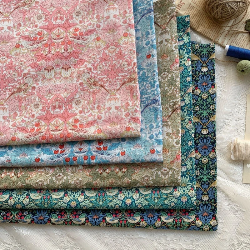 

Korean Bow Printed Fabric Pure Cotton Plant Flower Cloth Small Fresh Elegant for Handmade DIY Luggage,Curtain,Clothing Accessory