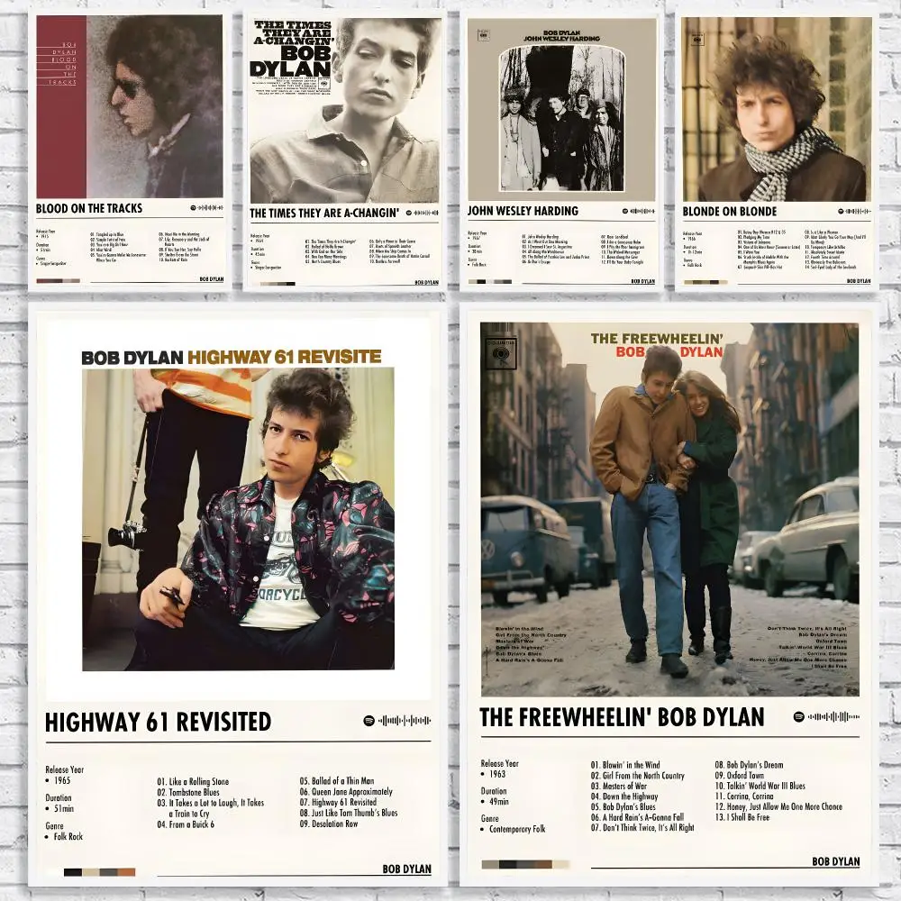 Music Ameican Singer B-Bob Dylan Poster High-Quality Canvas Wall Mural Crease-Free For Living Room Bedroom Interiors