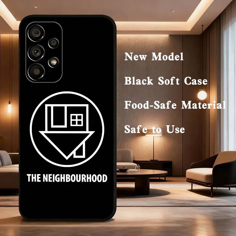 حافظة هاتف N- Neighborhood N-NBHD لهاتف سامسونج جالاكسي A73,31,32,72,41,53,52,71,22,5G,Note,J7,8,9 غطاء أسود ناعم