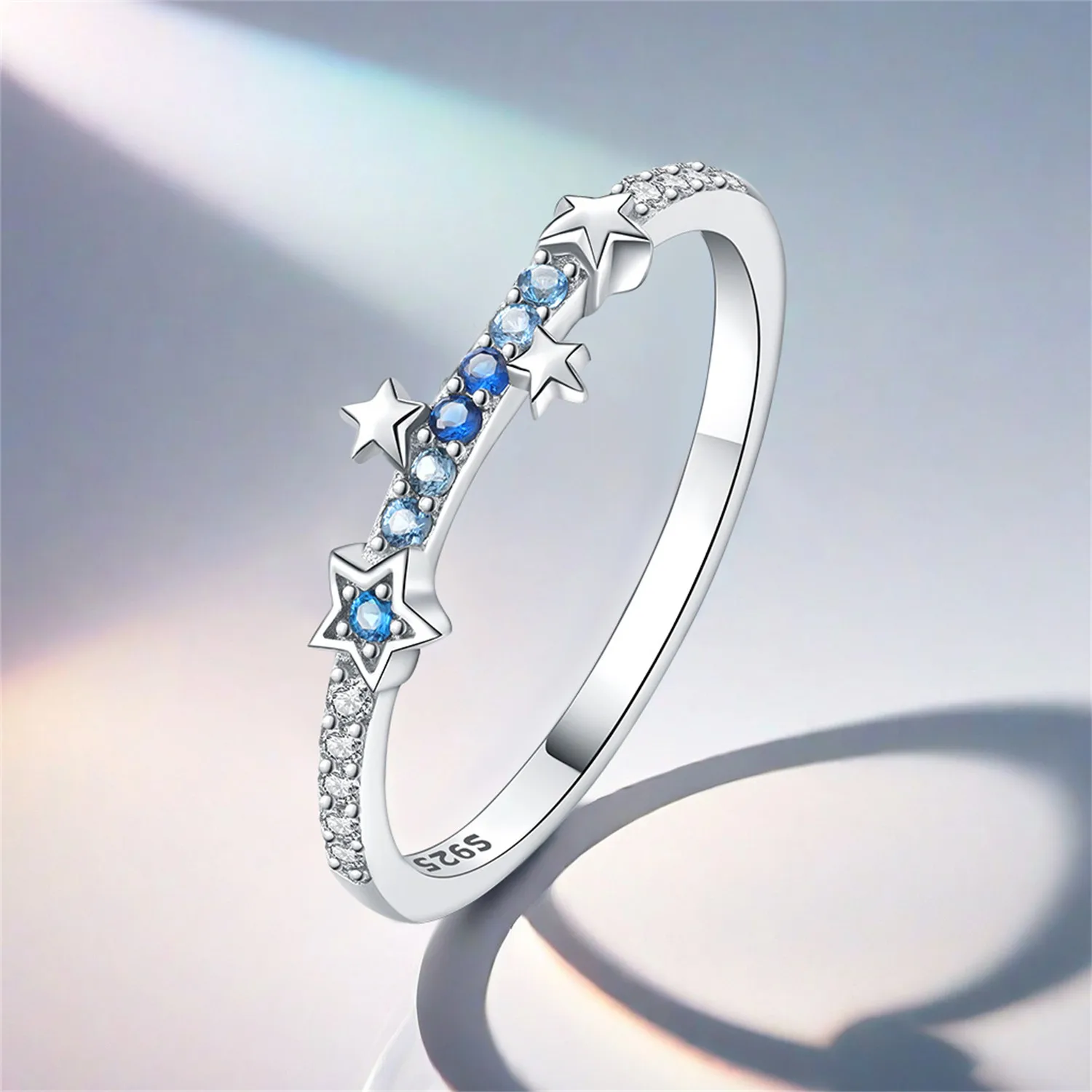 925 فضة التدرج الزركون ستار مغلق الدائري للنساء البنصر شخصية مجوهرات حفلة عيد ميلاد هدايا رائعة