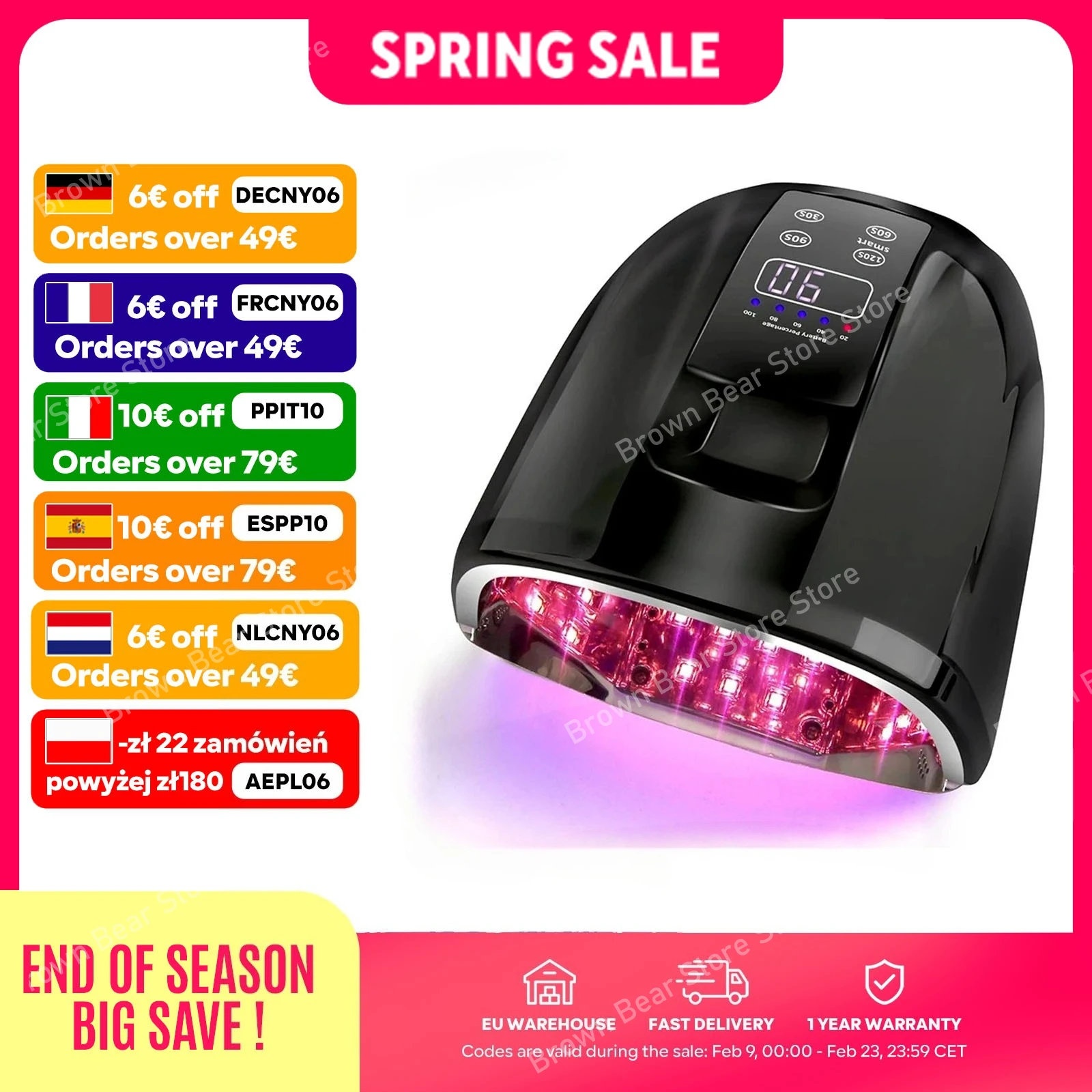 Lampe UV LED sans fil professionnelle rechargeable 90W pour le séchage du gel et des ongles