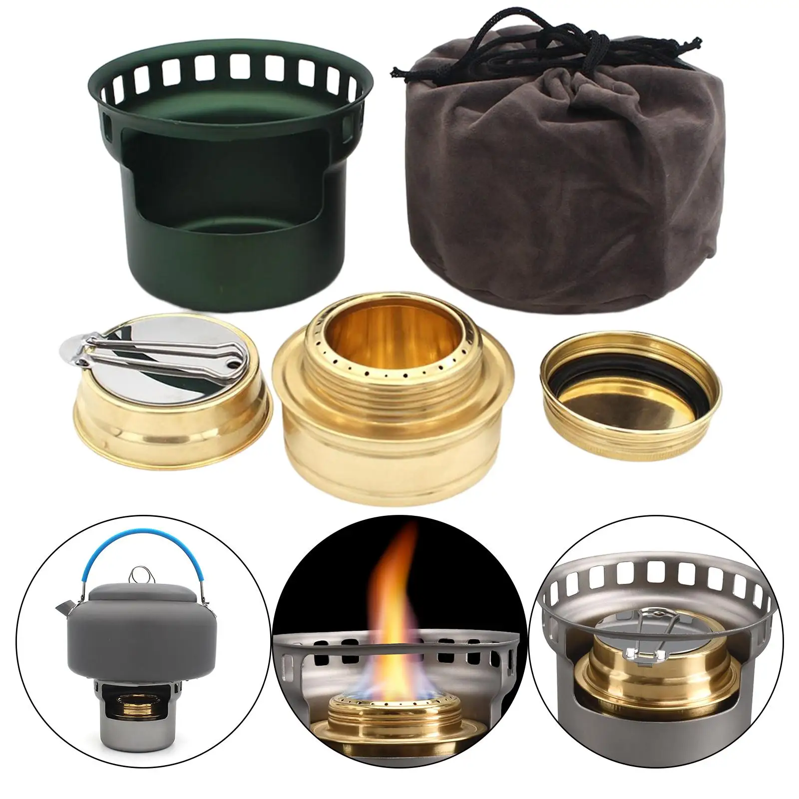 Alcohol Burner with Bag Detachable Multifunctional for Camping Picnic