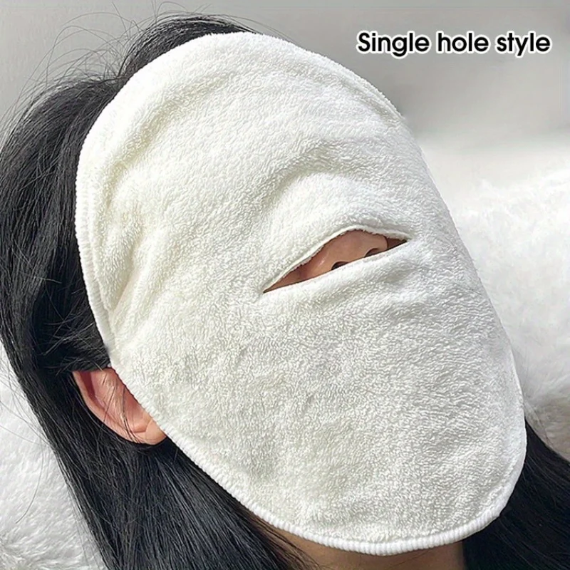 Toallas faciales de compresa fría y caliente, suaves, color beige claro, relajación térmica para limpieza facial, cobertura de ojos y mandíbulas, 1 ud.
