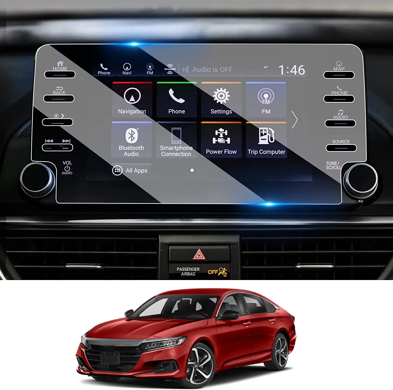 For Honda Accord 2018 2019 2020 2021 2022Tempered Glass Screen Protector,High Definition 9H Hardness8-inch Screen Protector Film