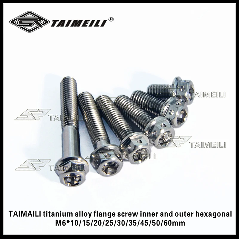 TAIMAILI titanium alloy flange screw inner and outer hexagonal silver M6x/10/15/20/25/30/35/45/50/60mm motorcycle repair screw