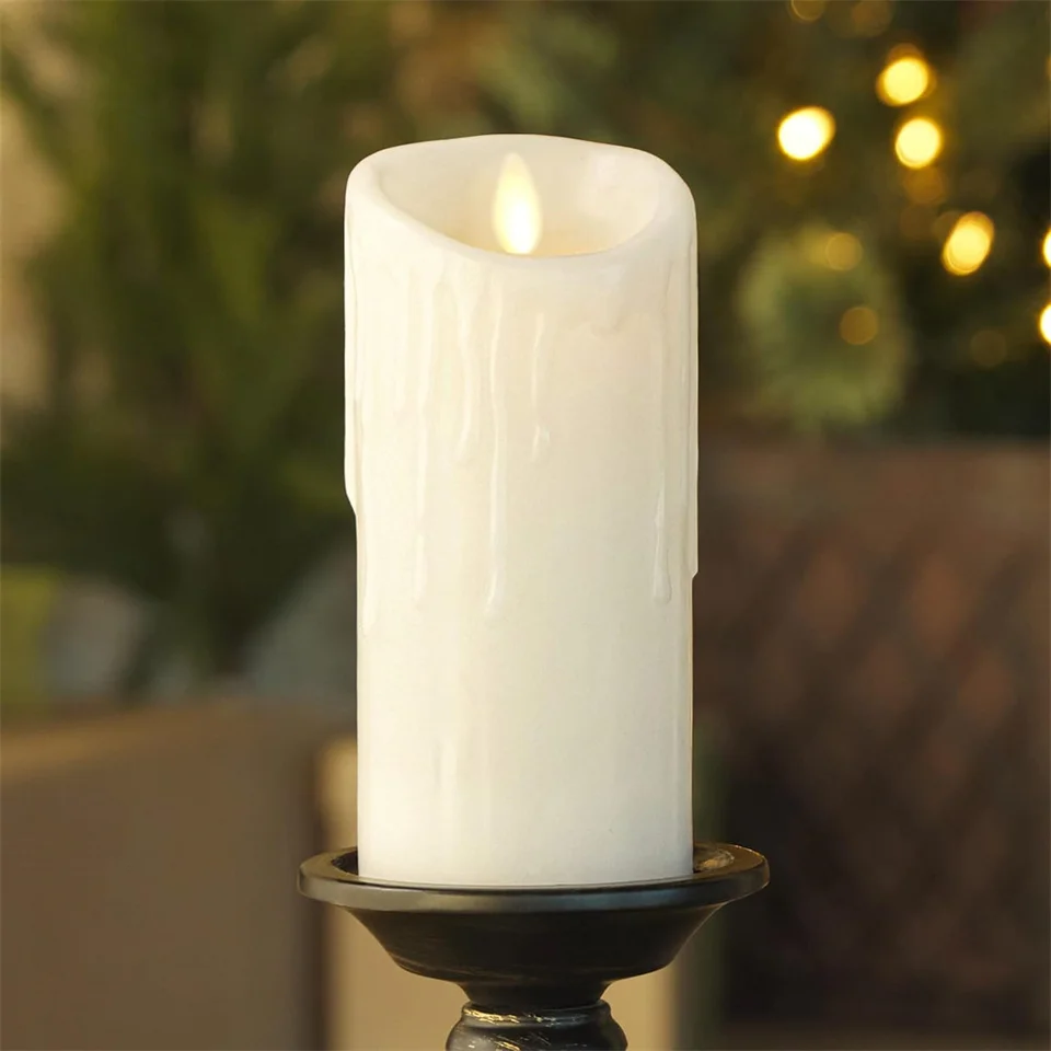 Dripping Wax Flameless Candles LED Lights with Remote Control and Timers, LED Pillar Candles Electric Fake Candles for Christmas