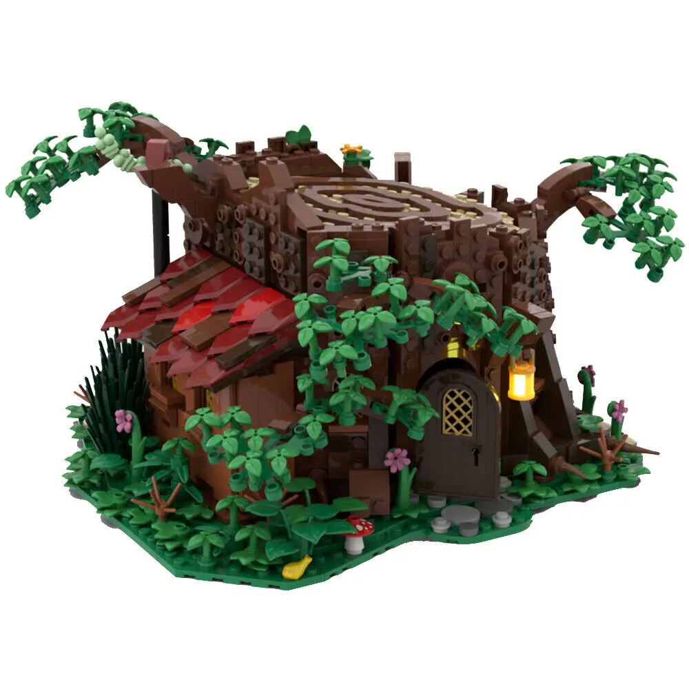 1220 Stukken Moc Bos Cottage Hut Architectuur Boomwortel Boomhuis Bouwsteen Diy Assembleren Bakstenen Speelgoed MOC-98101