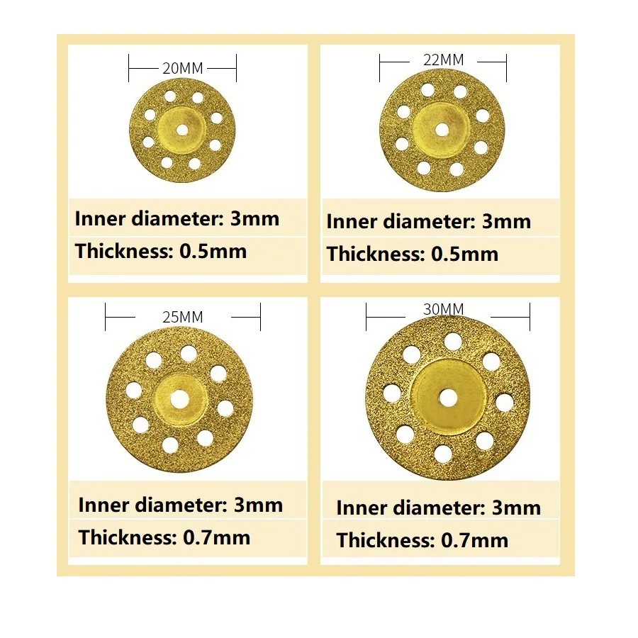 Imagem -06 - Roda de Corte de Diamante Saw Blade Cortar Disco Vidro Cerâmico Conexão Shank para Broca Rotary Tool 20 mm 22 mm 25 mm 30 mm 10 Pcs