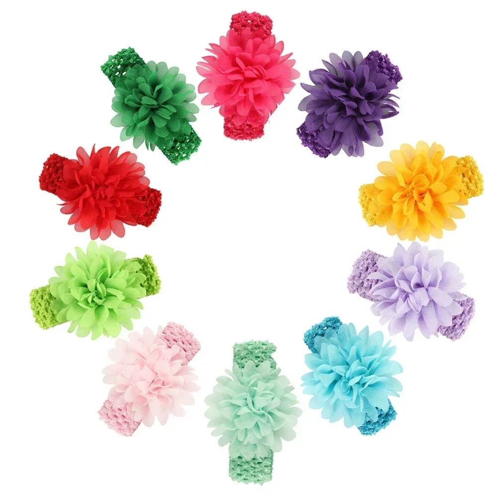 

Cute Baby Girls Kids Big Chiffon Rose Flower Headband Crochet Stretchy Soft Children Hairbands Newborn Infant Hair Accessories