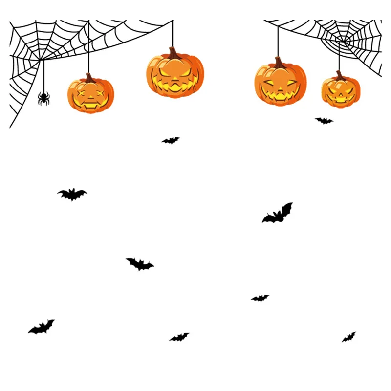ملصق نافذة لتزيين الهالوين، ملصق نافذة إلكتروستاتيكي بهيكل الخفافيش، ملصق نافذة إلكتروستاتيكي على شكل عنكبوت اليقطين #5