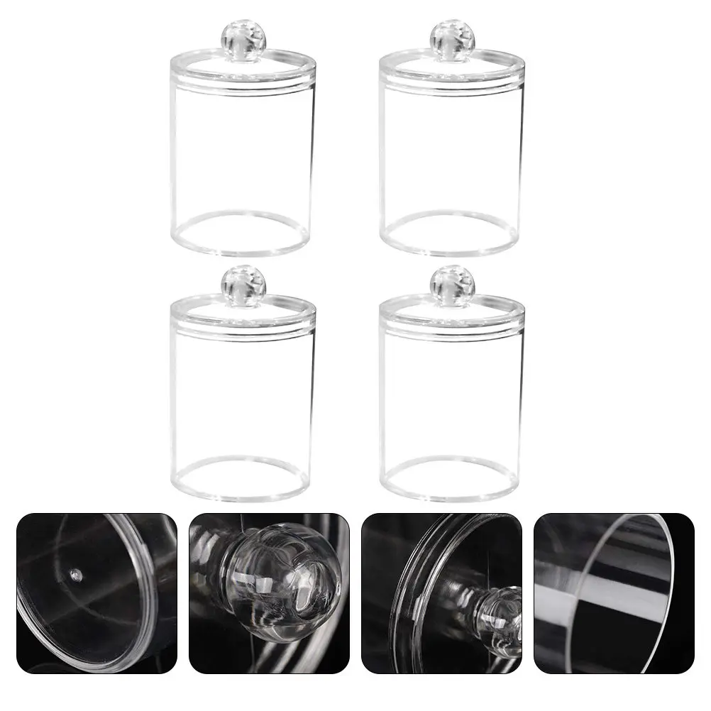 

Набор из 4 акриловых контейнеров для хранения косметики: прозрачные органайзеры для ватных дисков, зубочисток и кистей