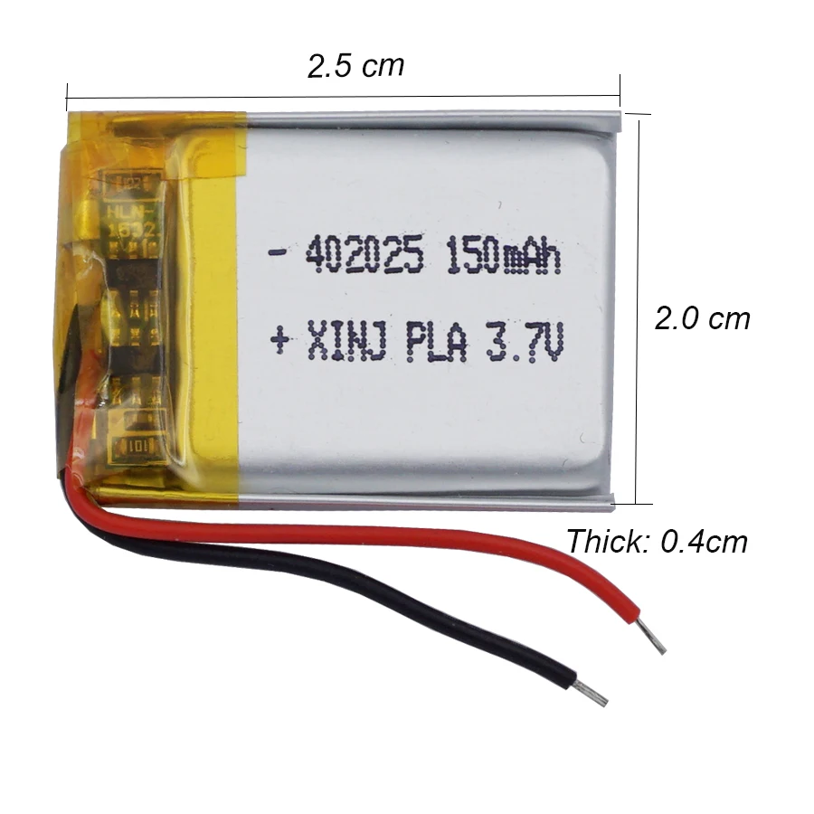 10Pcs 3.7V 150mAh 0.55Wh 402025 Rechargeable Replacement Lipo Li Battery For GPS Sat Nav Bluetooth Speaker LED Driving Recorder