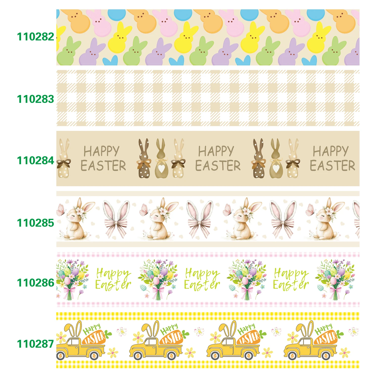 5 Yards Frohe Ostereier Bedrucktes Ripsband Nähen Küken 1,5 Zoll und 1 Zoll Fleckenbänder Bänder für Haarschleifen 110282