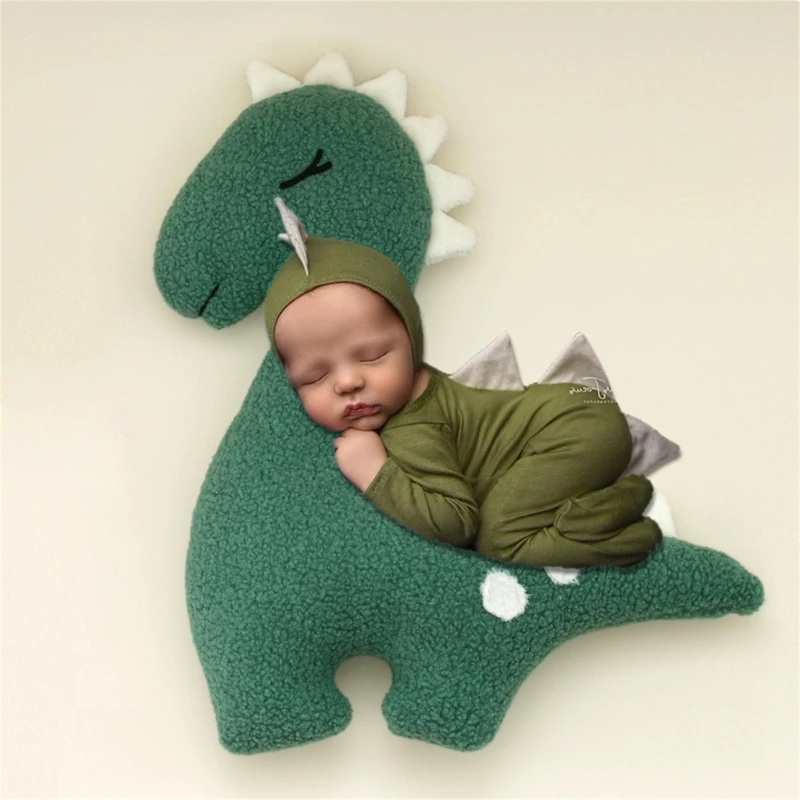 97BE Dino Inspired Pillow Fashionable Baby Dino Posing for Memorable Baby Pictures