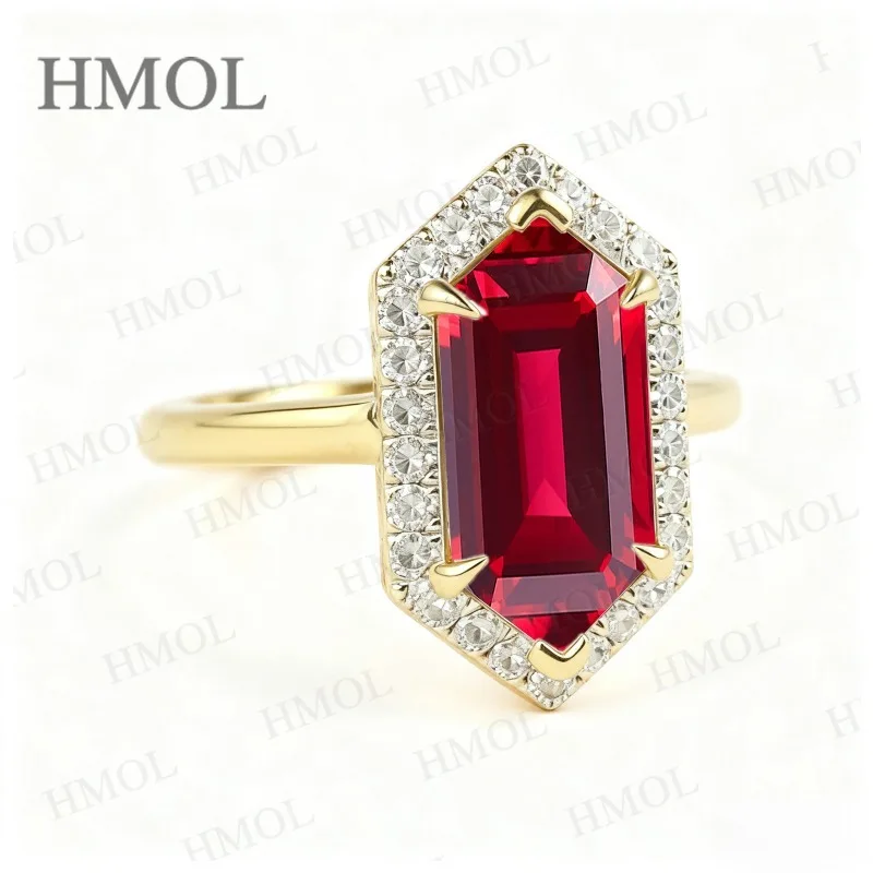 

Custom Ring with Hexagonal Moissanite/Ruby/Sapphire Exclusively Designed for Women Ideal As A Commemorative Gift