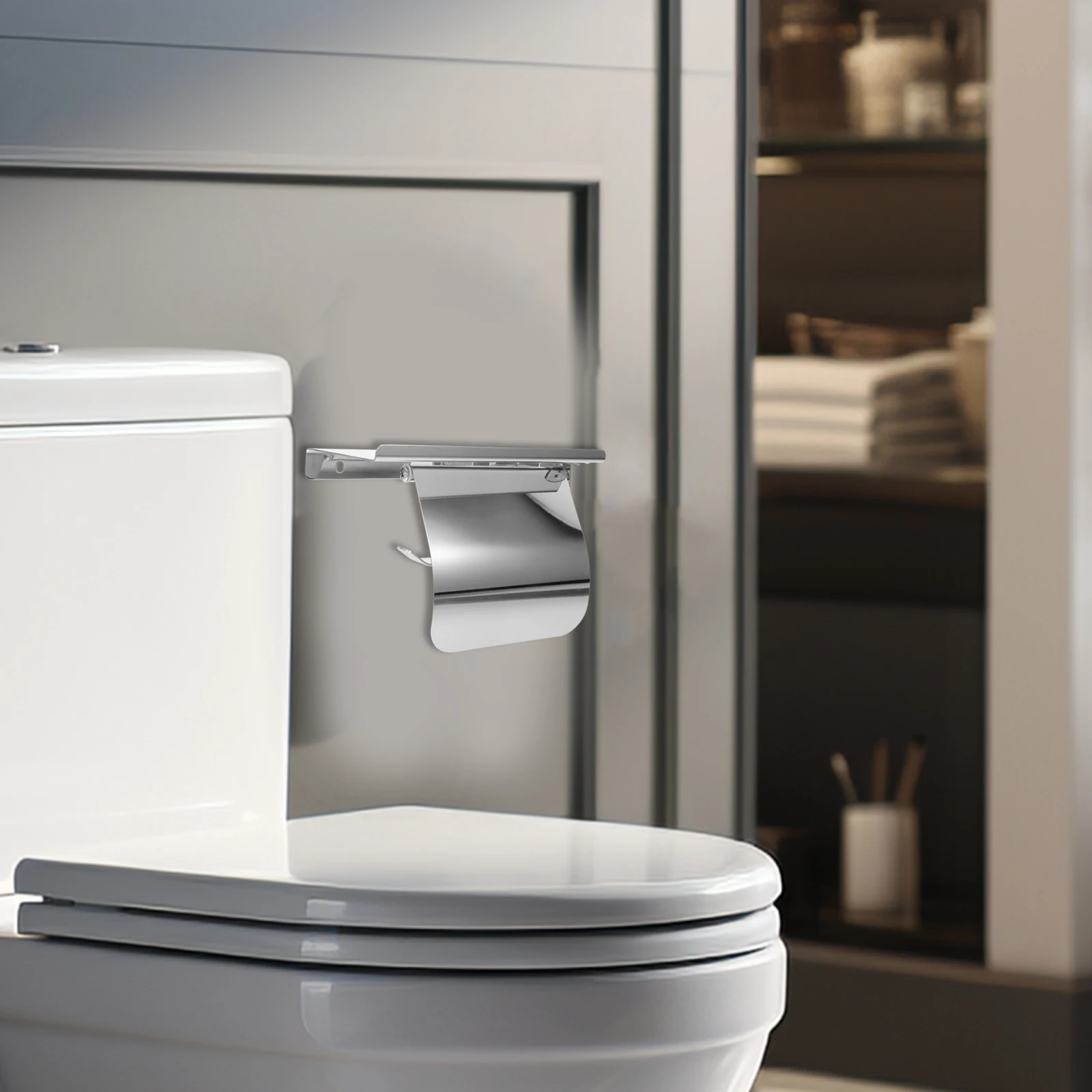 

Держатель для туалетной бумаги, настенное крепление, стеллаж для ванной комнаты из нержавеющей стали, серебряное решение для хранения, вешалка для бумажных полотенец под шкафом, современный декор