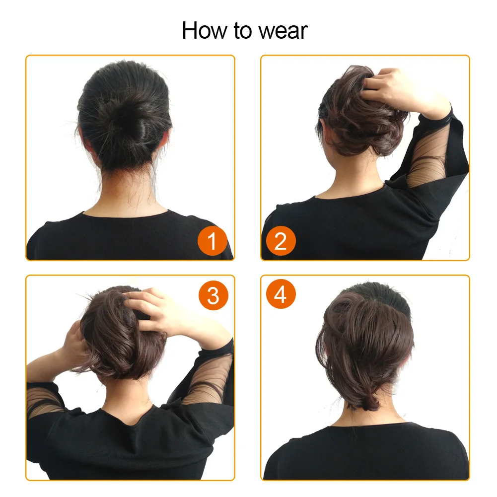 Jeedou Messy Bun Chignon Ciambella Cuscinetto per capelli Corda elastica per capelli Elastico Parrucchino sintetico Accessori per capelli per le donne