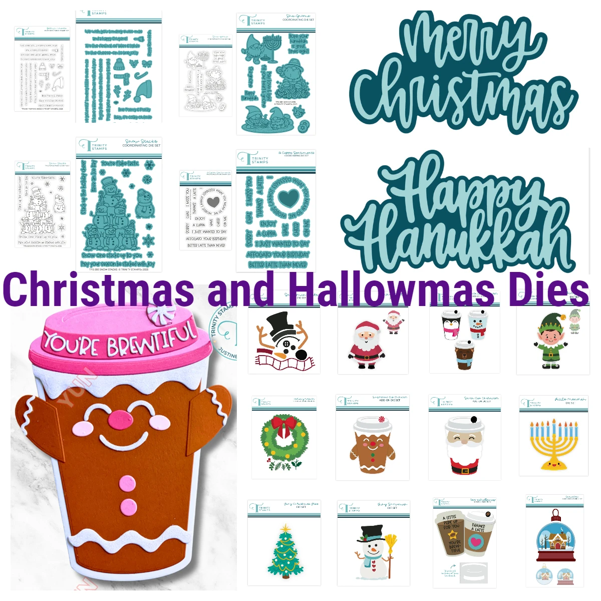 

New 2025 Large Christmas Hallowmas Dies Stamps Cup Character Nutcracker Santa Dies Stencils Scrapbook DIY Greeting Card Template