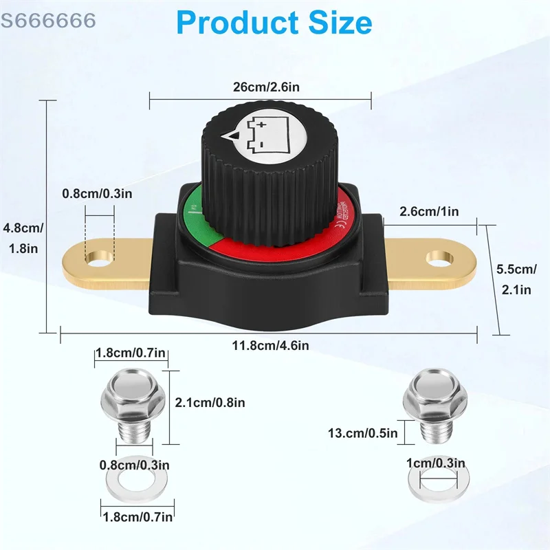 مفتاح فصل البطارية الجانبي للسيارة 275A 12 فولت-48 فولت مفتاح تشغيل/إيقاف الطاقة للبطارية