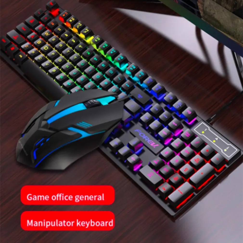 Wired Keyboard And Mouse Set Usb Luminous Mechanical Keyboard And Mouse Set For PC Laptop Computer Game Office