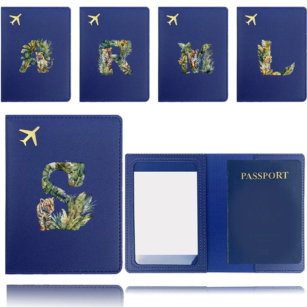 

Fashion Pu Passport Cover Business Passport Clip Airplane Passport Case Bank Card Organizer Cover Jungle Tiger Letter Pattern