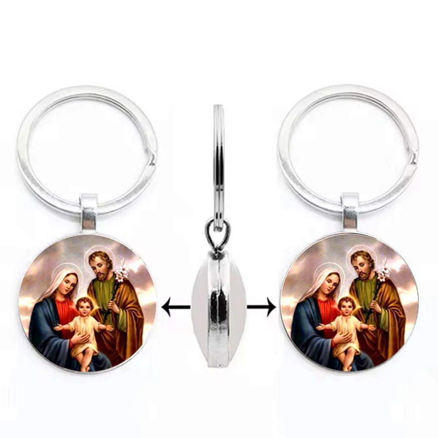 Double sided dome glass keychain gift for the Virgin Mary of Jesus